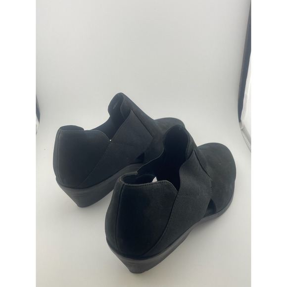 Eileen Fisher Perry black nubuck suede elastic cutout shoes booties sz 7.5 - Picture 8 of 16